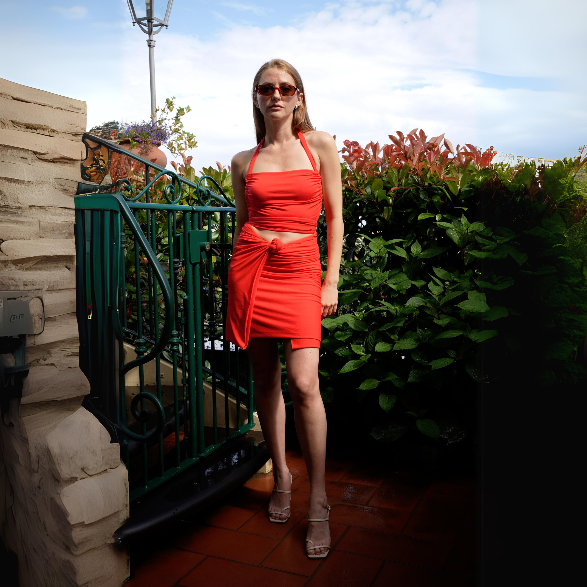 Multiway Wrap Skirt - Tomato Red
